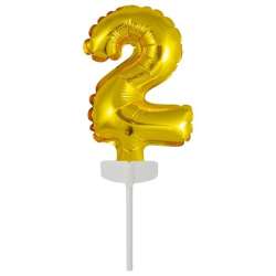 Balon foliowy mini cyfra 2 złota 8x12cm - 1