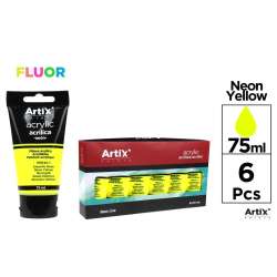 Farba akrylowa fluorescencyjna żółta 75ml (6szt)