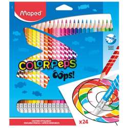 Kredki Colorpeps Oops trójkątne z gumką 24 kol