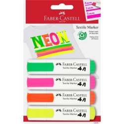 Markery do tkanin 4 kolory neonowe FABER CASTELL - 1