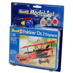 Model do sklejania 1:72 64116 Fokker Dr. 1 Triplane Revell + 3 farbki, pędzelek, klej (REV-64116 S2949) - 1