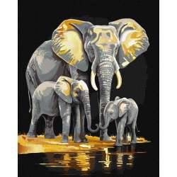 Malowanie po numerach - Rodzina słoni 40x50cm