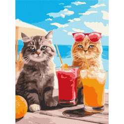 Malowanie po numerach - Koty na wakacjach 30x40cm