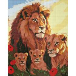 Diamentowa mozaika - Rodzina lwów 40x50cm