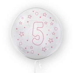 Balon 45cm Gwiazdki cyfra 5 różowy TUBAN - 1