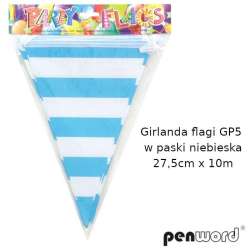 Girlanda flagi w paski niebieska 27.5cmx10m