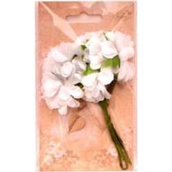 Kwiaty materiałowe białe 4cm 6szt