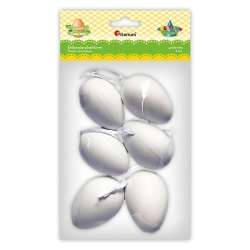 Zawieszki plastikowe jajka 40x60mm białe 6szt - 1