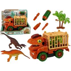 Transporter ciężarówka Dinozaur do rozkręcania pomarańczowy akcesoria Lean Toys (10421)