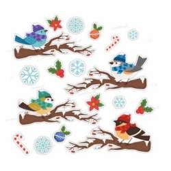 Dekoracje zimowe - Ptaszki na gałęzi 18el