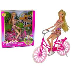 Lalka na rowerze różowa