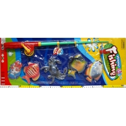 WĘDKA + 4 RYBKI I KRAB NA MAGNES -blister - 1