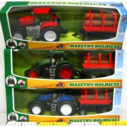 TRAKTOR Z PRZYCZEPĄ Z DREWNEM, 2 KIEROWNICE, SKRĘTNE KOŁ - 1