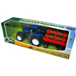 TRAKTOR Z PRZYCZEPĄ Z DREWNEM, 2 KIEROWNICE, SKRĘTNE KOŁ - 3
