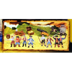 STATEK PIRACKI Z DŹWIĘKIEM +5 FIGUREK, ARMATA, BECZKA - 2