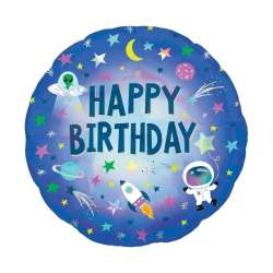 Balon foliowy holo Happy Birthday Kosmos 46cm