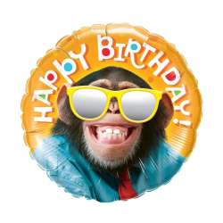 Balon foliowy Smiling chimp Happy Birthday 46cm