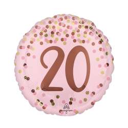 Balon foliowy Pretty pink 20th Birthday 46cm - 1