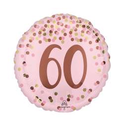 Balon foliowy Pretty pink 60th Birthday 46cm - 1 Balon foliowy Pretty pink 60th Birthday 46cm - 1