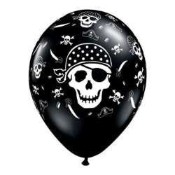 Balony lateksowe Czaszka Pirata pastel czarn 25szt