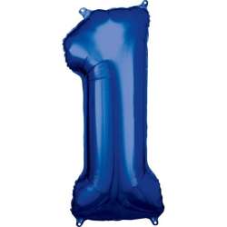Balon foliowy cyfra 1 niebieska 38x86cm - 1