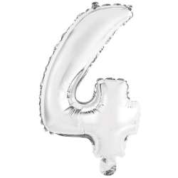 Balon foliowy mini cyfra 4 srebrna 32x40cm - 1