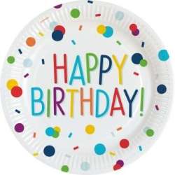 Talerze owalne papierowe Happy Birthday 23cm 8szt - 1