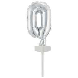 Balon foliowy mini cyfra 0 srebrna 7,5x12cm - 1