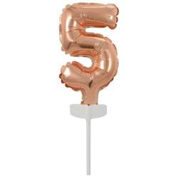 Balon foliowy mini cyfra 5 różowe złoto 7x12cm - 1