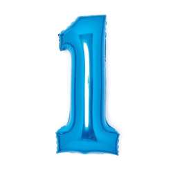 Balon foliowy cyfra 1 niebieska 35x66cm - 1
