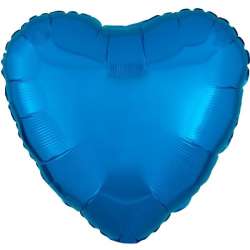 Balon foliowy metalik niebieski serce 43cm - 1