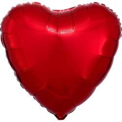 Balon foliowy metalik czerwony serce 43cm - 1