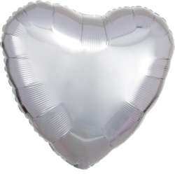Balon foliowy metalik srebrny serce 43cm - 1
