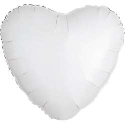 Balon foliowy metalik biały serce 43cm