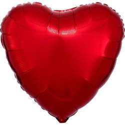 Balon foliowy metalik czerwony serce luzem 43cm - 1