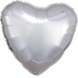 Balon foliowy metalik srebrny serce luzem 43cm - 1