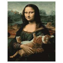 Malowanie po numerach - Mona Lisa z kotem 40x50cm