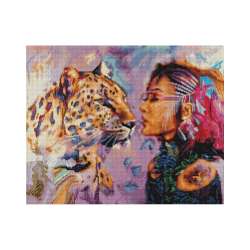 Mozaika diamentowa -Dziewczyna z tygrysicą 40x50cm - 1