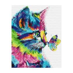 Malowanie po numerach - Kot w farbie 40x50cm