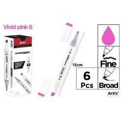 Marker Chromax z 2 końcówk. vivid pink 6 (6szt) - 1