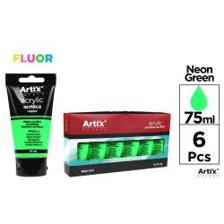 Farba akrylowa fluorescencyjna zielona 75ml (6szt) - 1