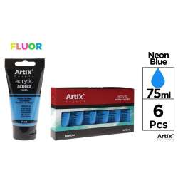 Farba akrylowa fluo niebieska 75ml (6szt)