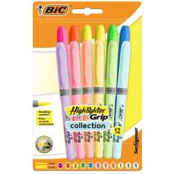 Zakreślacz Highlighter Grip Pastel mix 12szt BIC