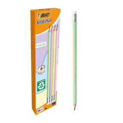 Ołówek Evolution z gumką pastel (12szt) BIC