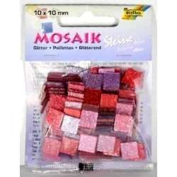 Mozaika kamyczki brokatowe 10x10mm różowa - 1