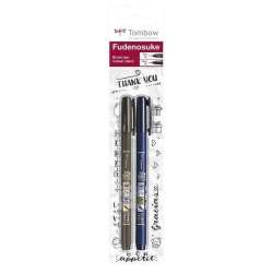 Flamastry Brush pen Fudenosuke czarny tw 1 i 2 2sz - 1