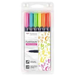 Flamastry brush pen Fudenosuke 6 kolorów