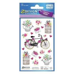 Naklejki papierowe - Kwiaty, rower