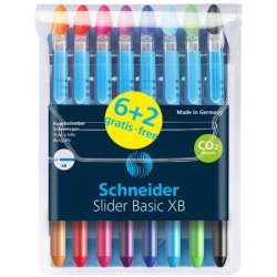 Długopisy SCHNEIDER Slider Basic, XB, 6 kolorów+2, etui z zawieszka (SR151285) - 1