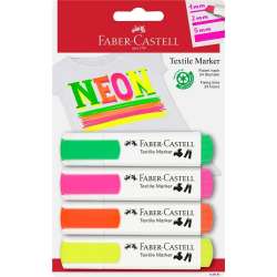 Markery do tkanin 4 kolory neonowe FABER CASTELL